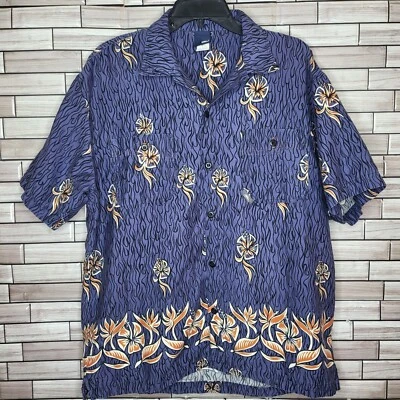 Camisa Hawaiana Grande Vintage No Fear Para Hombre Años 90 Retro Abotonada Azul Floral Top Foto 1 de 4