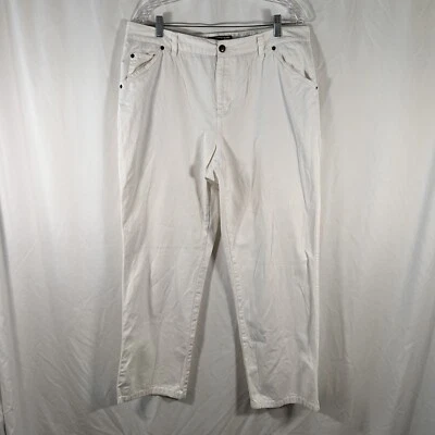 Caribbean Joe Carpenter Pants Women's 16 White Pockets Button Zip Casual Cotton - Image 1 of 4