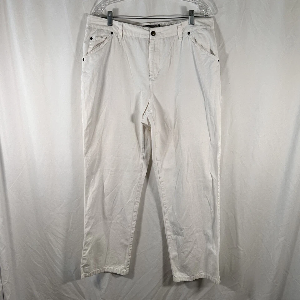 Pantalones Carpintero Caribbean Joe Para Mujer 16 Bolsillos Blancos Botón Cremallera Informal Algodón Foto 1 de 4