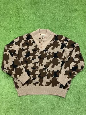 Vintage 90s Cabelas Men's Large Henley Wool Camouflage Sweater Pullover (22x24) - Image 1 of 4