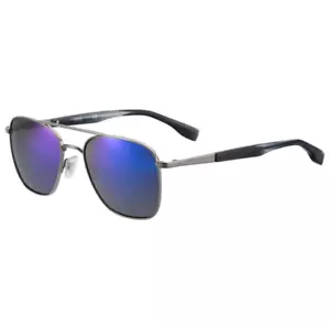 HUGO HG 0330/S 6LB XT Sunglasses Ruthenium Frame Blue Lenses 55mm - Picture 1 of 4