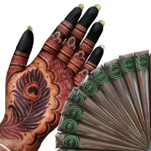 12X Sabz Organics Natural Bridal Henna Mehandi Cones For Hand & Feet Designs FS - Picture 1 of 6