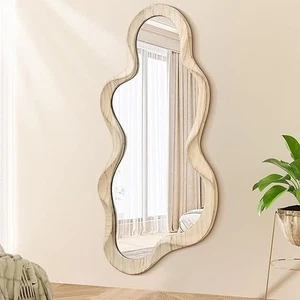 Mirror for Decor Large 76x36cm Modern Wooden Framed Wall Mirrors Unique Shape - Picture 1 of 6