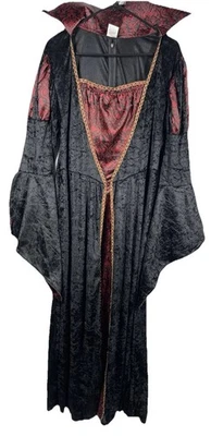 Черный бархат красный вампир Gothic ведьмы платье взрослый размер XL косплей костюм - Изображение 1 из 4