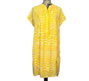 Gibson Latimer Yellow Geometric Print Boho Short Sleeve Shirt Dress Medium - Picture 1 of 10