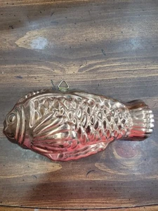 Vintage Kupfer Fisch Form klein niedlich massiv Kupfer Zinn gefüttert Korea 7,5" - Bild 1 von 6