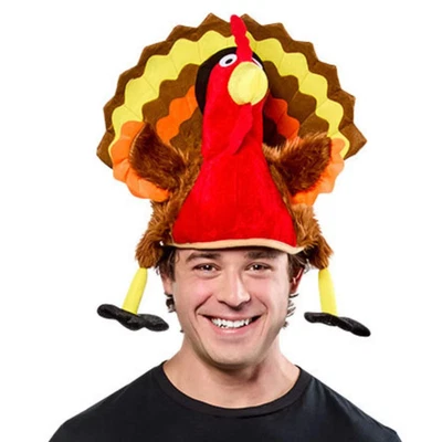FORUM TURKEY TIME TURKEY THANKSGIVING PLUSH HAT ACCESSORY 65537 - Image 1 of 3