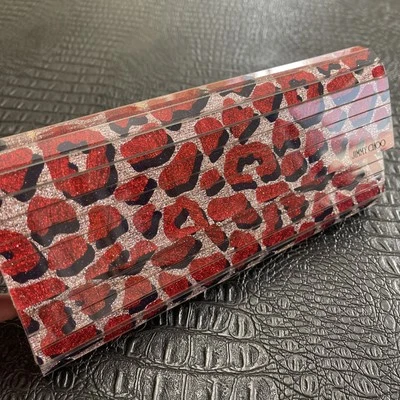 Bolso de Mano Jimmy Choo Acrílico Brillo Sweetie Estampado de Leopardo Agua de Rosas Foto 1 de 4