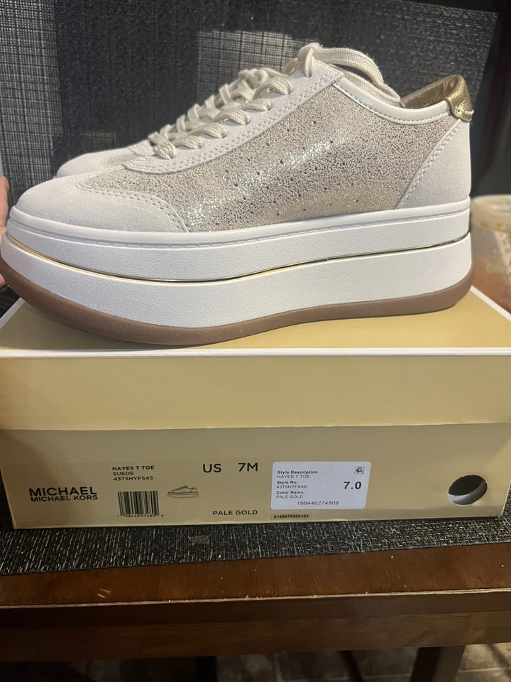 MICHAEL Michael Kors Sz 7  M Brown Hayes Monogram Lace Up Platform Sneaker   - Image 1 of 4