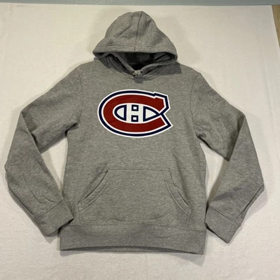 Montreal Canadiens NHL Men's Hoodie with Red and Blue Logo Fanatics Small Gray - Image 1 of 4