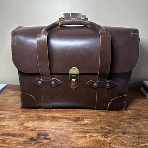 Vintage US Military Government Briefcase Brown Leather Type VIII SEE PHOTOS - Picture 1 of 12