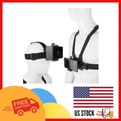 Soporte en el pecho y correa para la cabeza para teléfono POV manos libres para iPhone, Samsung, GoPro Foto 1 de 4