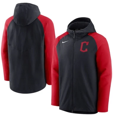 CLEVELAND GUARDIANS Baseball NIKE Raglan Navy / Red Full Zip HOODIE JACKET XXL - Image 1 of 4