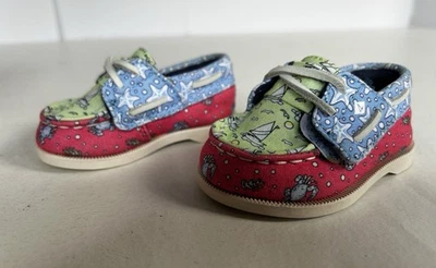 NIB Sperry Vineyard Vines Crib JR VV Girls Patchwork Size 2 M Infant Shoes - Image 1 of 4