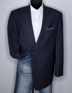 Ralph Lauren Wool Glen Plaid Gray Blue Blazer Jacket Sport Coat Mens 46R Suit - Picture 1 of 18