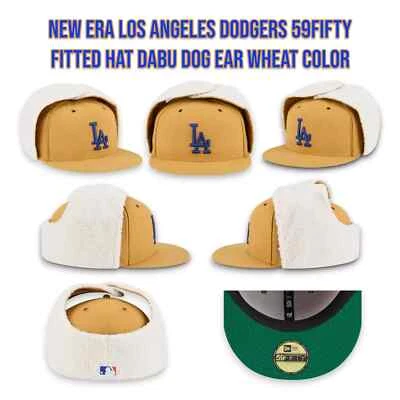 New Era Los Angeles Dodgers 59FIFTY Sombrero Ajustado DABU OREJA DE PERRO Color Trigo Talla 7 3/8 Foto 1 de 4