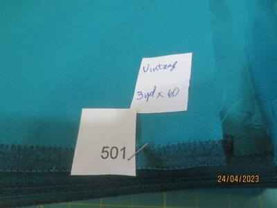 3  yds x 60"  extra wide vintage Teal Green synthetic? cotton blend? fabric - Image 1 of 2