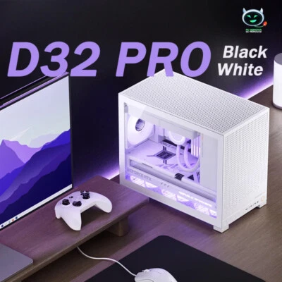 D32 PRO Black MATX Desktop Small PC Case Transparent Adjustable Motherboard - Image 1 of 4