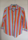 Ralph Lauren Womens M color block striped Long Sleeve 100% Cotton RLL Blouse