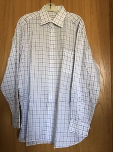 Camisa ERMENEGILDO ZEGNA Portofino a cuadros a cuadros azul blanco algodón botón 43/17 - Imagen 1 de 10