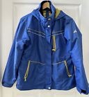 SUISSE SPORT Youth Girls Blue & Yellow HOODED Rain JACKET SIZE L 14-16 EUC