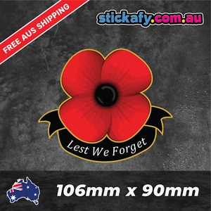Poppy Lest We Forget Sticker Funny Laptop Car Window Bumper 4x4 Decal ute 4wd - Bild 1 von 4