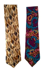 Vtg 1967 The Beatles Abstract Geometric Multicolor Men's Silk Necktie Lot of 2 - Picture 1 of 4