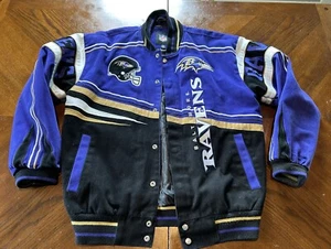 Chaqueta de fútbol americano Baltimore Ravens vintage para hombre talla M botón a presión frontal NFL - Imagen 1 de 14