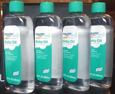 Equate Baby Hypoallergenic Baby Oil, 20 fl oz Aloe Vera Vitamin E 4 Pack - Image 1 of 3