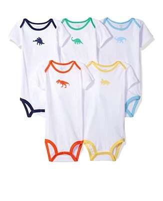 Carter's Newborn Dino One Piece T-Shirt Baby Boys White Multi 5 Pack Variety - Image 1 of 3