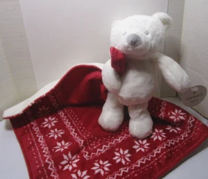 Carter's Baby White Bear Rattle With Red Cuddle Blanket - 2014 New with Tag - Picture 1 of 4