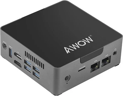 AWOW Mini PC Win 10 6GB 128GB SSD Computer, 2 LAN (Firewall Arista, Untangle)  - Immagine 1 di 3