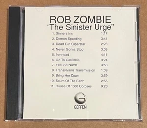Rob Zombie - The Sinister Urge ULTRA RARE promo test press advance CDr '01 - Picture 1 of 3
