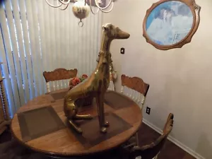 Statua levriero vintage in ottone Phoenix Greyhound Park alta 30" - Foto 1 di 9