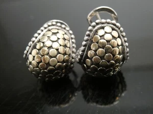John Hardy Dot Sterling Silver 925 &18k YG Huggie Buddha Belly Omega Earrings - Picture 1 of 6