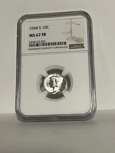 1944-S NGC MS67FB MERCURY DIME...BLAST WHITE! MS67FB! - Picture 1 of 2
