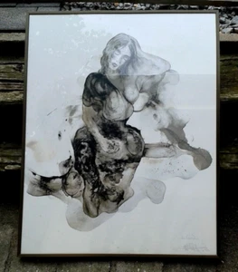 EROTIK KUNSTBLATT 90 x 70 cm - sehr schön - nachdenklich.....Pssst - Bild 1 von 8