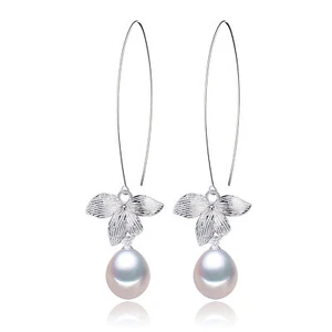Freshwater Pearl Floral Earrings White 925 Silver - Bild 1 von 4