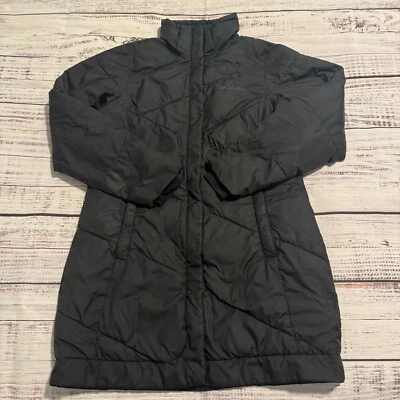 Columbia Quilted Winter Jacket Coat Black Long Trench Women's Size Small - Image 1 of 4