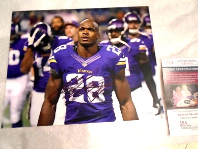 Foto firmada por Adrian Peterson (8x10) de los Vikingos de Minnesota - Autenticada por JSA Foto 1 de 2