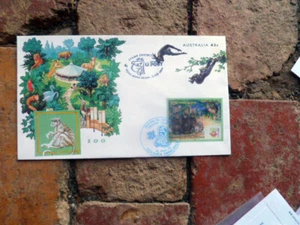 AUST ZOO PSE MONKEYS HONG KONG STAMP EXPO WITH NOUMEA MONKEY STAMP & POSTMARK - Picture 1 of 1