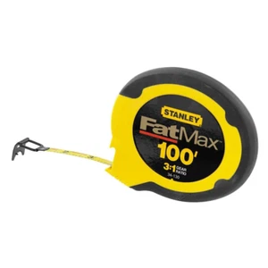 Fatmax 100 ft. x 3/8 in. Tape Measure Stanley Long Steel Stainless Rubber Grip - Picture 1 of 6