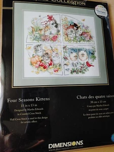 oop raro Dimensiones Punto de Cruz Kit 35154 CUATRO ESTACIONES GATITOS - Imagen 1 de 3