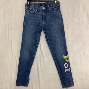 Polo Ralph Lauren Jeans Girl's Large 12 - 16 Astor Slim Boyfriend Paint Logo - Picture 1 of 8
