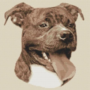 Staffordshire Bullterrier Brindle (Sepia) Kreuzstich Design (Kit oder Diagramm) - Bild 1 von 1
