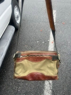 Bolsa satchel vintage Orvis Gokeys couro lona anos 60 mensageiro feita nos EUA ombro - Imagem 1 de 4