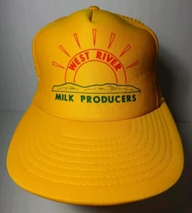 1980s Old Vintage West River Dairy Milk Producers Snapback Trucker Hat Minnesota - Picture 1 of 15