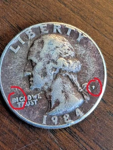 VERY RARE 1984 P Quarter Error filled in P In God We Trust Error Missing Clad - Picture 1 of 6