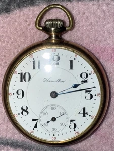 Hamilton Watch Co. Grade 992 21j Double Roller 1917 Antik Gold Taschenuhr - Bild 1 von 5