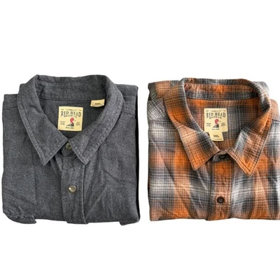 Conjunto de 2 camisas de franela de manga larga Red Head para hombre 3XL con botones Cottagecore Foto 1 de 4